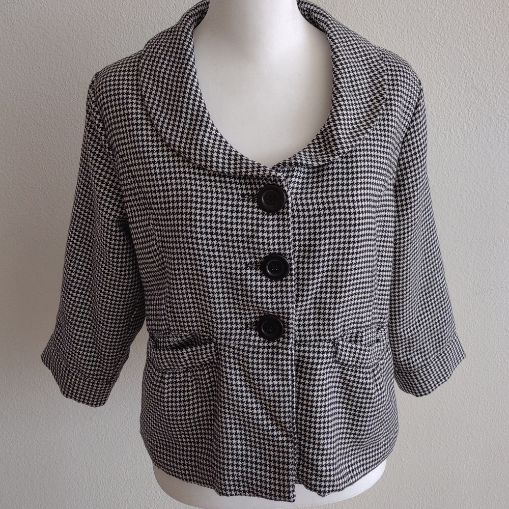 Houndstooth cropped jacket L